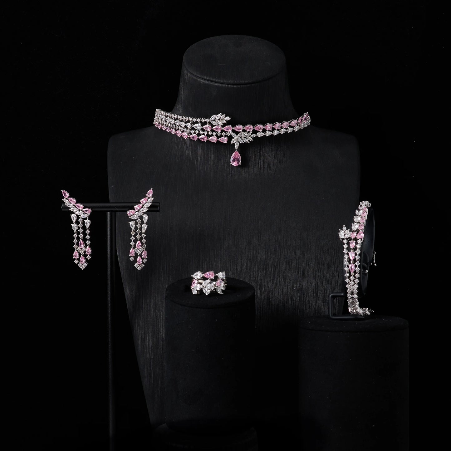 Luxury Choker Neck Necklaces Gift Set for Women Jewelry Sets Unique Color Cubic Zirconia Wedding Accessories
