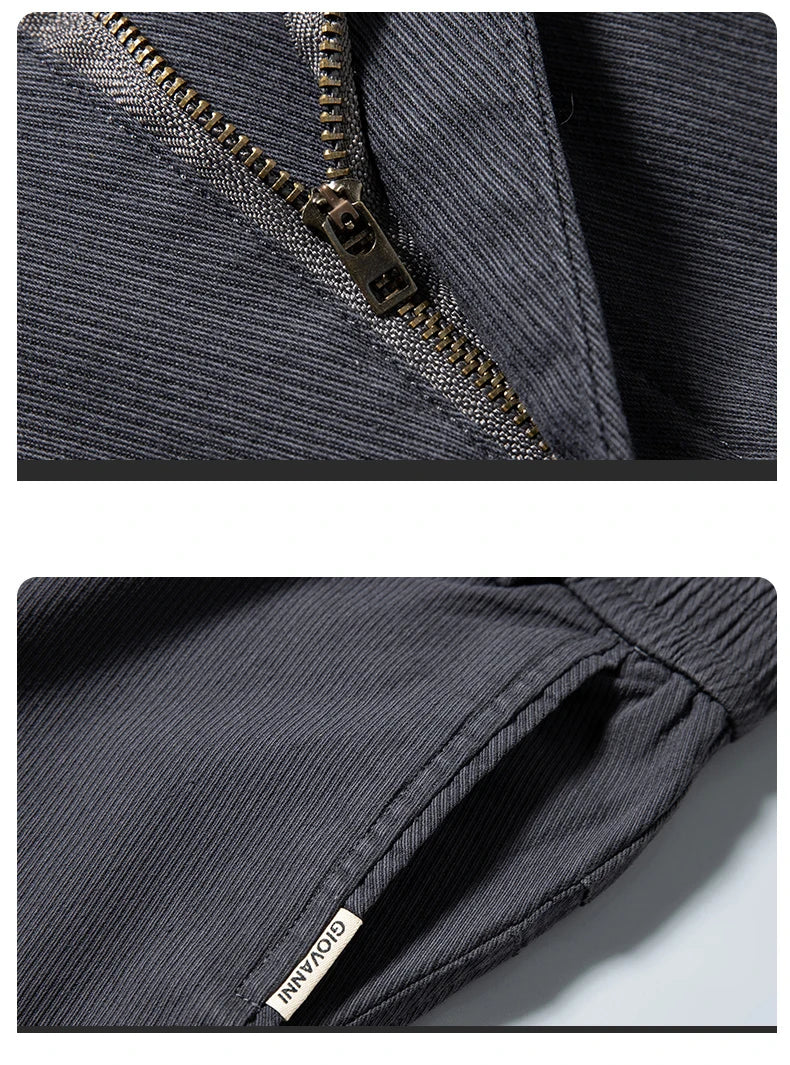 2024 Spring New Business Casual Pants Men Thick Slim Elastic Waist Trousers Classic Brown Black Grey High Quality Male Clothes