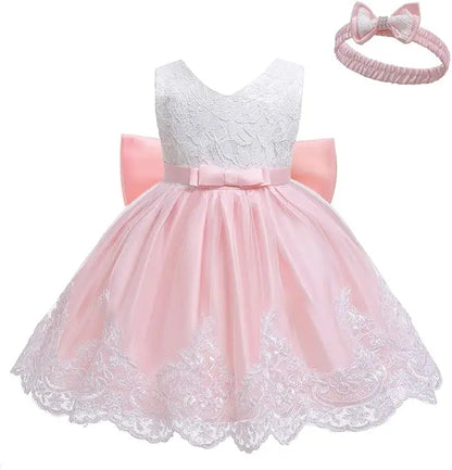 Girls White Baptism Dress Bridesmaid Dresses For Wedding Prom Gown Big Bow Girls Elegant Dresses Red Puffy Christmas Dress