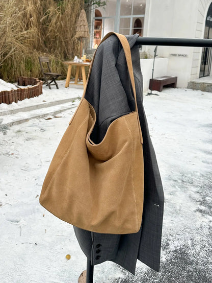 Soft Suede Cow Leather Women's Shoulder Crossbody Bags Luxury Designer Brand Ladies High Quality Large Tote Bag Autumn Winter