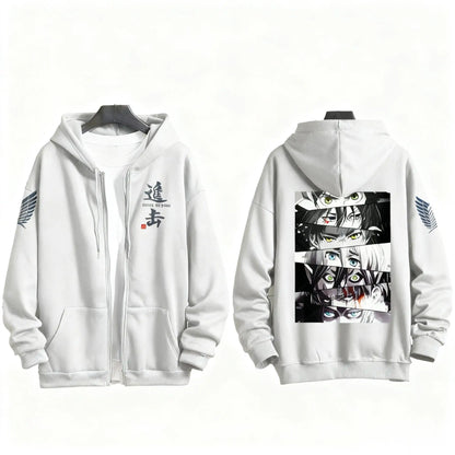 Japanese Anime Print Zip Up Hoodie Men Women Sweatshirt Streetwear Oversized Casual Long Sleeve Jacket Cosplay Spring Autumn New