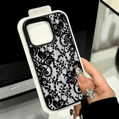New Style Lace Patterned Lychee Textured TPU Phone Case For iPhone 17 16 15 14 Pro Max 13 12 11 XS X XR 16 Plus 16E 17 Air Cover
