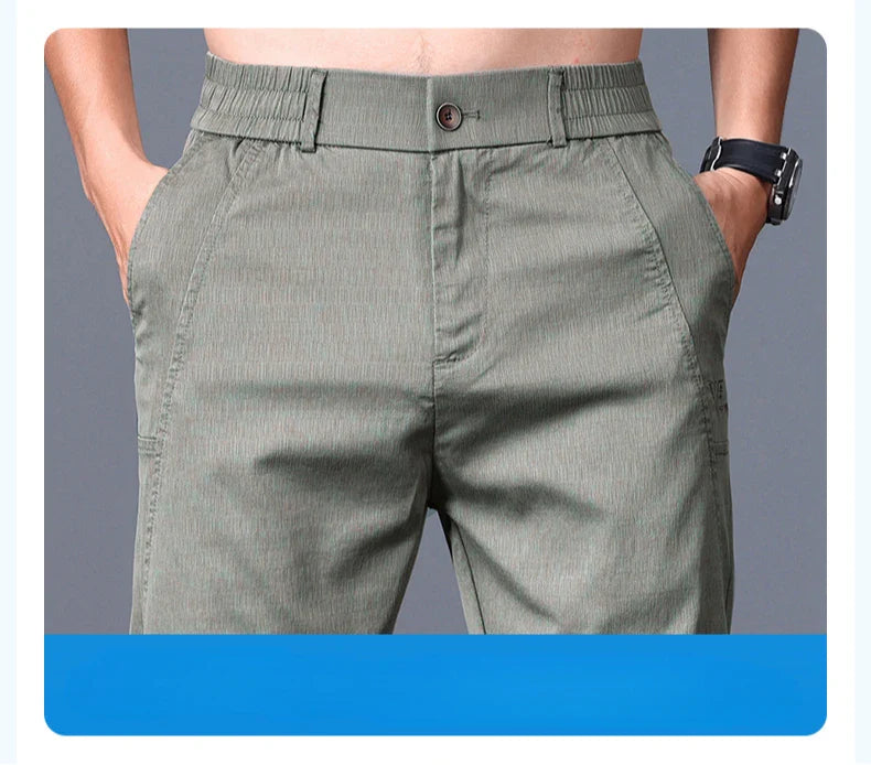 2025 Spring Thin Brand Men's Lyocell Pants Casual Business Straight Elastic Waist Comfortable Trousers Pants for Male