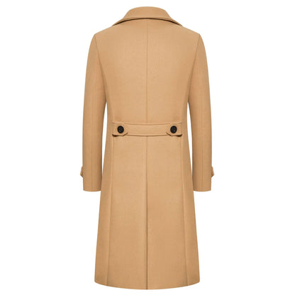 Spring Long Woolen Coats Men Fashion Double Breasted Trench Coats Autumn Turn Down Collar Slim Fit Windbreaker Male Outwear