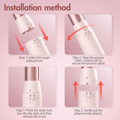 Hair dryer brush detachable 5-in-1 styling and drying system, fast drying, curl smoothing and styling, automatic curling iron