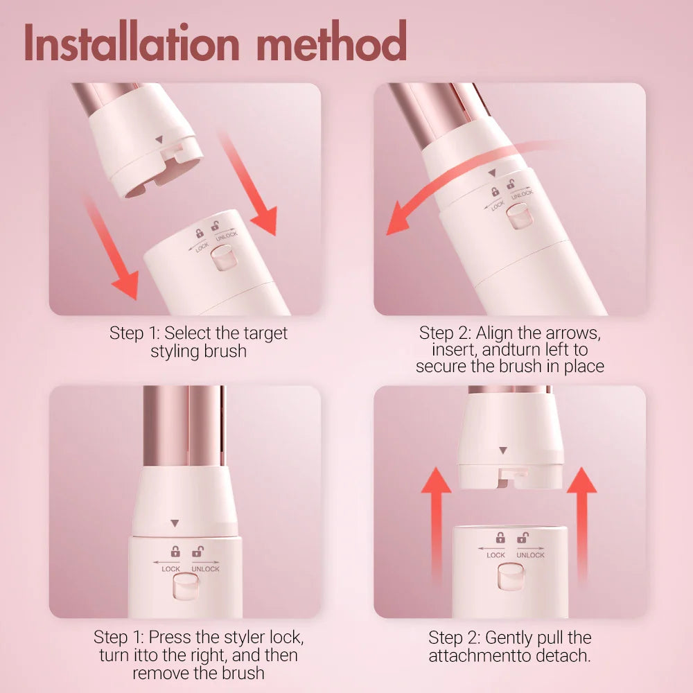 Hair dryer brush detachable 5-in-1 styling and drying system, fast drying, curl smoothing and styling, automatic curling iron
