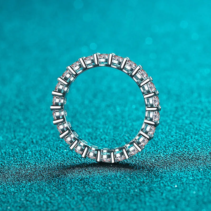 3mm Moissanite Wedding Ring for Women Created Diamond  Full Eternity Stackable Engagement Promise Band S925 Silver Rings
