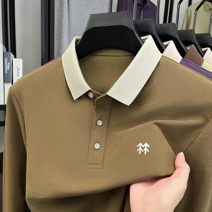 Design Brand Men's Polo Shirt Lapel Exquisite Embroid Long Sleeve Autumn New Breathable T-Shirt Business Leisure Trend Men'swear
