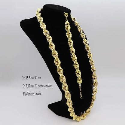 60cm 24in Punk Thick Chain Bicolor Gold-Plated Necklace For Men Women Hip Hop Luxury Copper Chain Dubai Jewelry Neck Party Gift