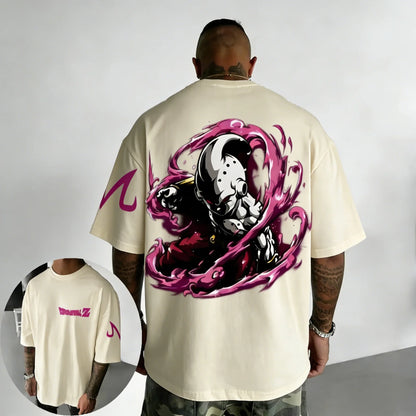 Oversized Cotton T-shirt Summer New Majin Buu Printed Men's and Women's Street Hip Hop Loose Casual Top