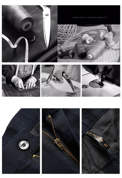 Mens Summer Thin Autumn Thick 100% Cotton Suit Pant Slacks High Waist Straight Loose Bland Solid Casual Business Pants GOZBKF