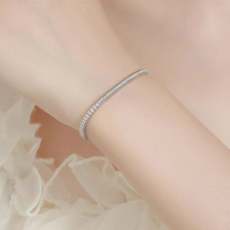 Princess Cut Full 1.5mm 2mm D Color Moissanite Tennis Bracelet for Women Man 925 Silver Pass Diamond Test Link Bracelets