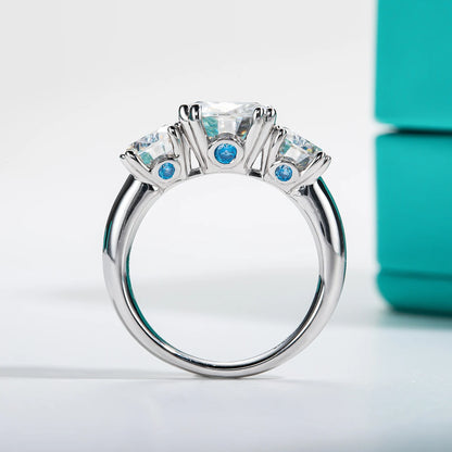 5cttw D Color Moissanite Luxury Three Stone Engagement Ring 925 Silver Rings 18K Gold Plated Customs Jewelry Wholesale
