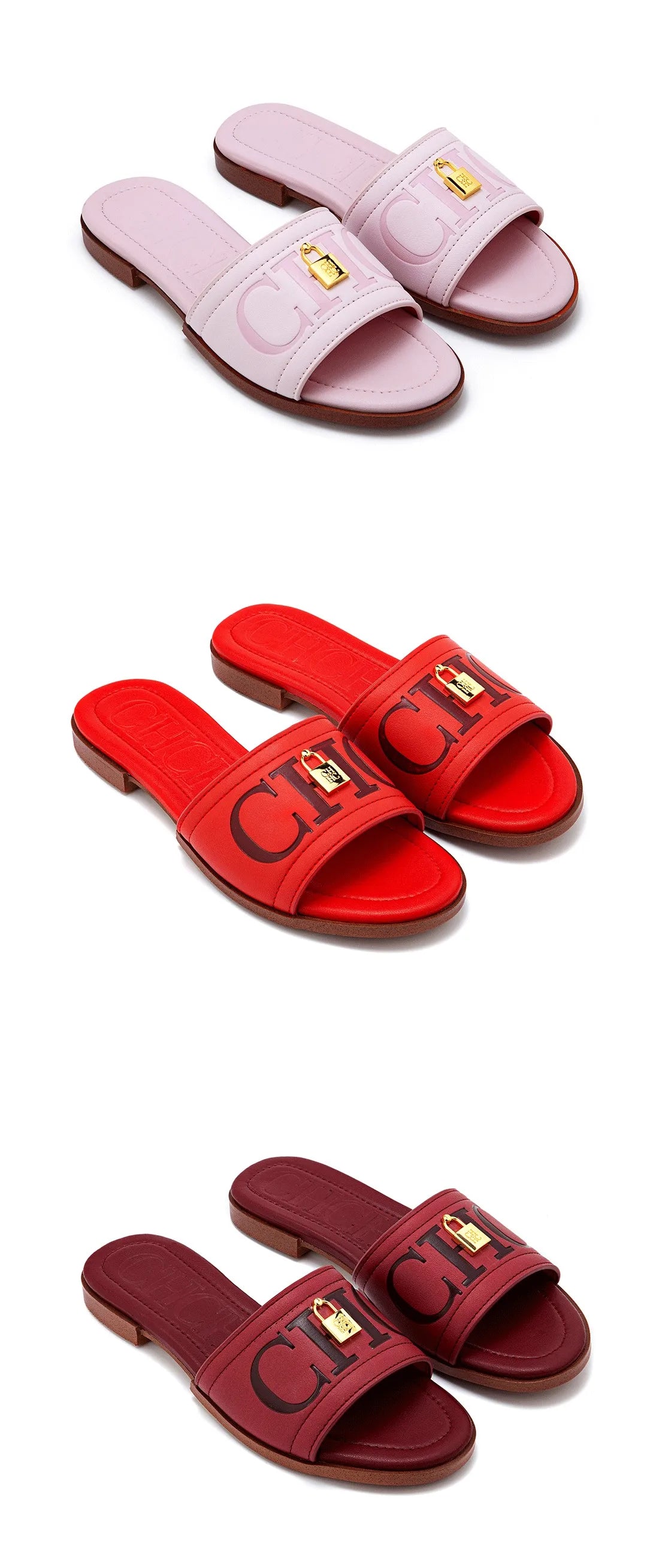 Fashion Monogram Print Elegant Design Women's Low Heeled Slippers Solid Color High Quality Metal Lock Simple Single Shoes
