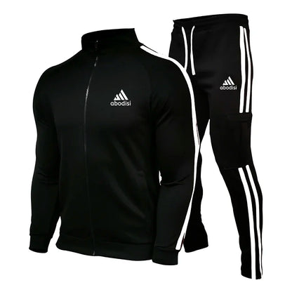 New Spring Fashion Casual Men Tracksuits Stripe Sportswear Men's Sets Jacket Casual Tracksuit Male Gyms Sweatshirt 2 Piece Set