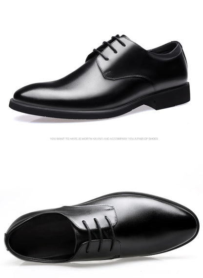 Men's Breathable Leather Shoes Black Soft Leather Soft Bottom Spring And Autumn Best Man Men's Business Formal Wear Casual Shoe