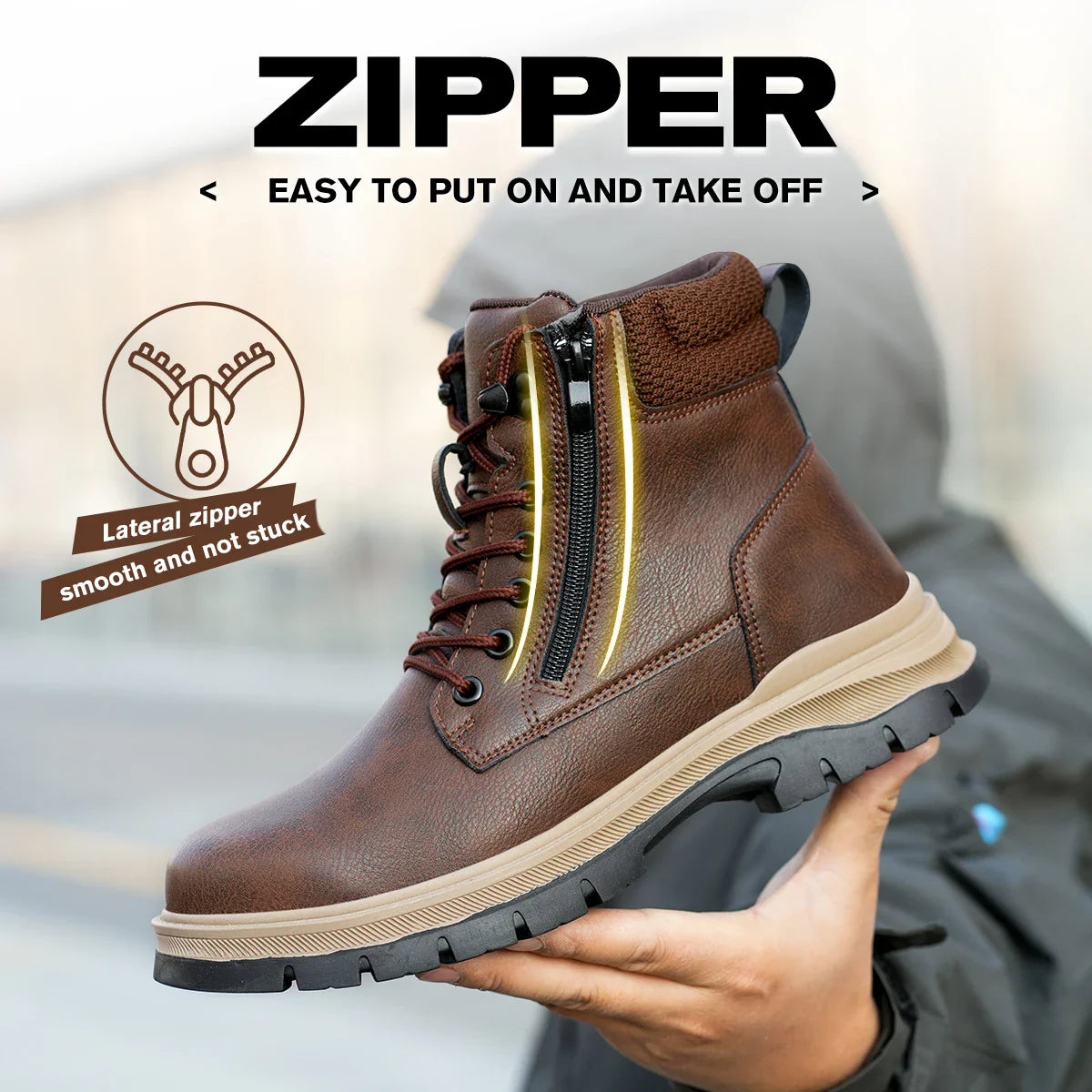Protection Safety Shoes Men's Anti-smash Anti-puncture Wear Resistance Work Boots Anti-slip Sole Indestructible Safety Shoes