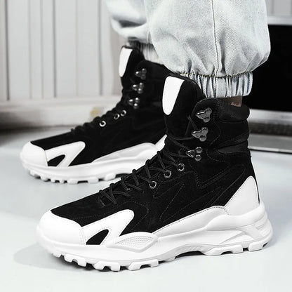 Fashion Men's Boots Comfortable Men Casual Shoes Breathable High Top Sneakers for Men Outdoor Non Slip Mens Ankle Boots Platform