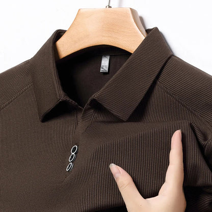 High quality brand long sleeve men's polo shirt autumn fashion customization high-end slim fit top casual business T-shirt