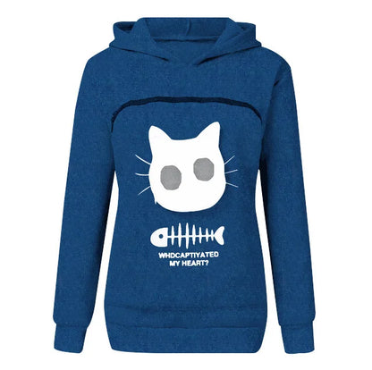 S-3XL Gatos Amantes de Moletom Canguru Cães Pet Pata Dropshipping Pulôveres Bolsa Carinho Peixe Bolso Canguru