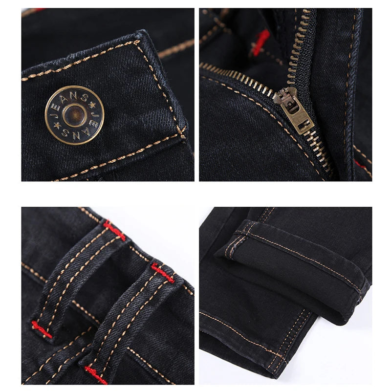Ripped Plus Size Jeans for men Fashion jean man High Street Retro Washed, Worn Men trousers Casual Cargo Pants Slim Small Feet