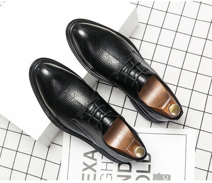 Luxury Men Brogue Dress Shoes Men Suit Casual Shoes Formal Business Leather Shoes Men Brown Wedding Italian Banquet Shoe Size 46