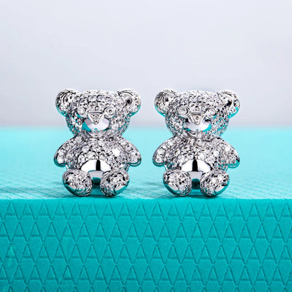 Moissanites Bear Earrings 925 Sterling Silver D Color VVS1 Moissanite Stud Earrings for Woman Jewelry Wholesale