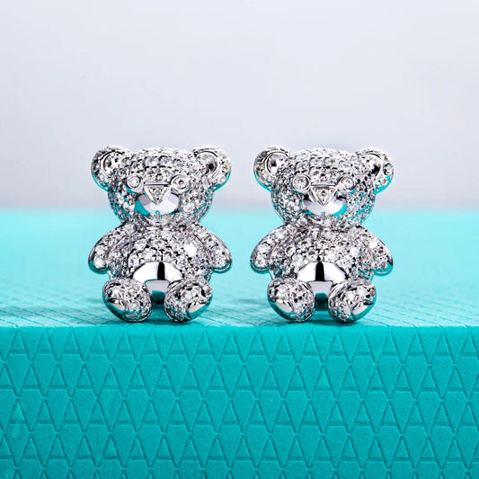 Moissanites Bear Earrings 925 Sterling Silver D Color VVS1 Moissanite Stud Earrings for Woman Jewelry Wholesale