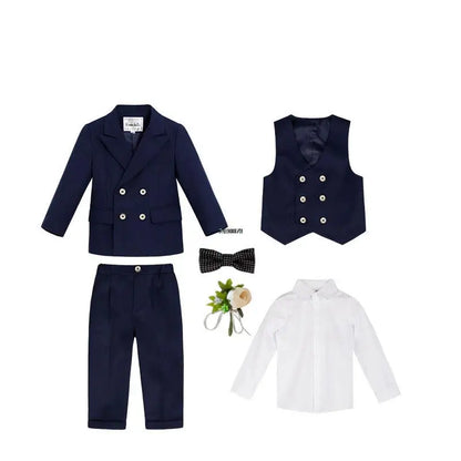 Flower Boys Wedding Suit Children Photography Dress Kids Stage Performance Formal Blazer Suit Baby Birthday Ceremony Costume