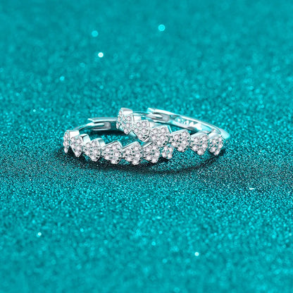 Full Moissanite Hoop Earrings for Women Brilliant cut Bride Wedding Jewelry 100% S925 Sterling Silver Plated 18k Earring