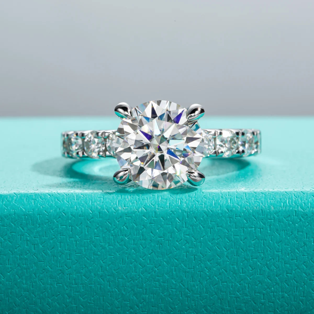 3.5ct Main Stone D Color Moissanite Diamond Engagement Eternity Band 925 Sterling Silver Rings Set For Women