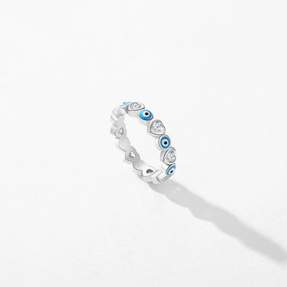 925 Sterling Silver Cute Blue Ghost Eyes Ring Sparkling Clear Cubic Zirconia For Women Fine Fashion Jewelry Birthday Gift