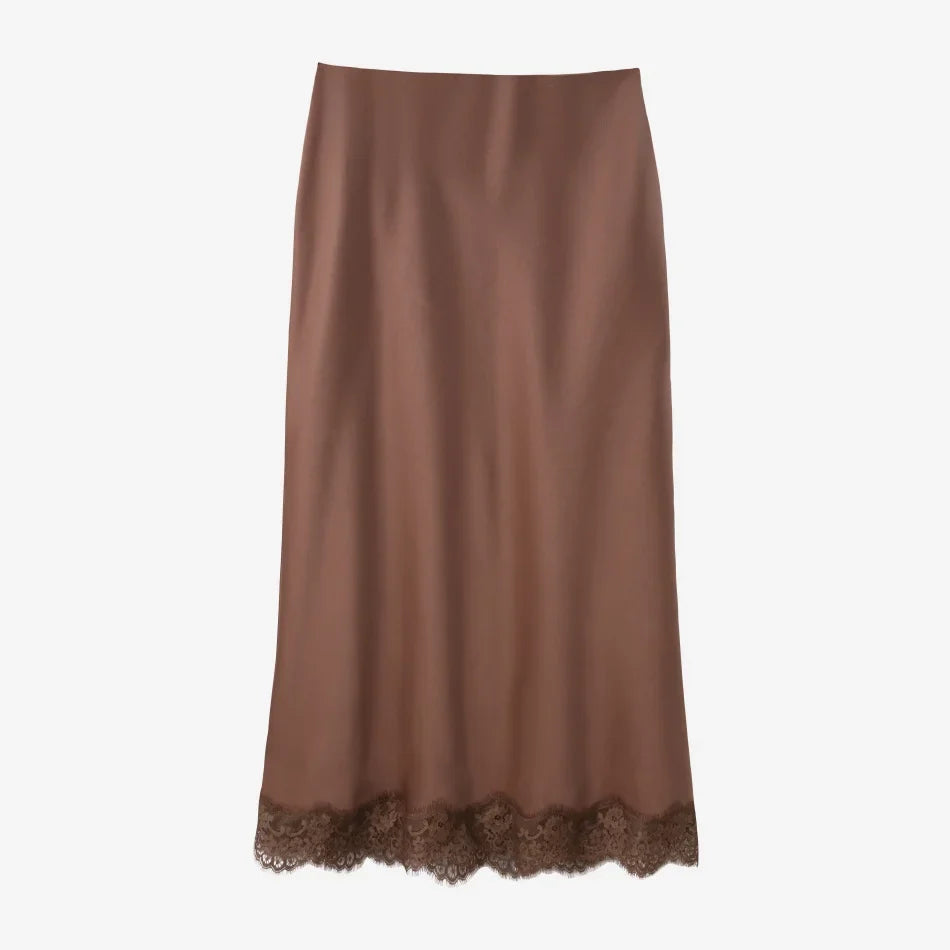 Lace slip satin dress + lace satin skirt +knitting vest + knitting cardigan collection woman dressy outfit
