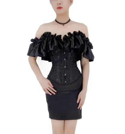 Off Shoulder Corset Top Sexy Gothic Corsets and Bustiers Overbust Corset Slimming Waist Trainer Ruffles Short Sleeve Women Top