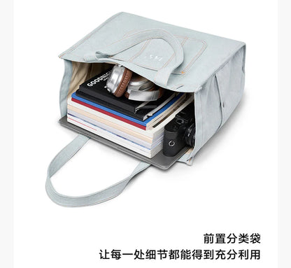 Multiple Pockets Large Capacity Denim Tote Bag Women Trend Commuting Work Shopping Ladies Jeans Handbag Utility Traveling