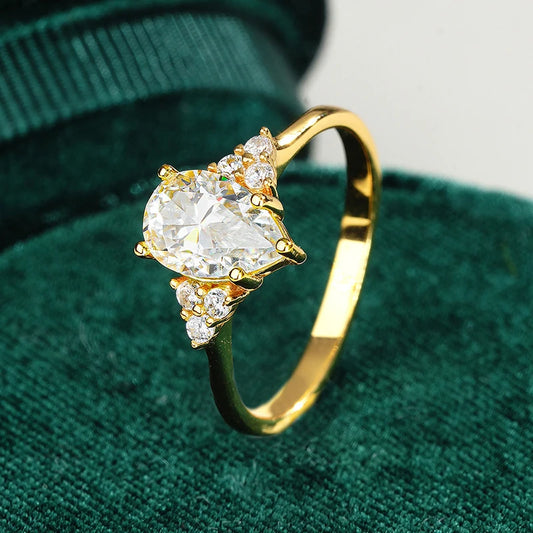 6*9mm Pear Cut Test Passed Moissanite Ring for Women D Color Vintage Wedding Jewelry Lab Diamond 925 Sterling Silver Band