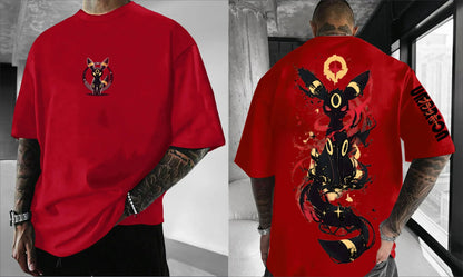 Japanese Anime Peripheral Umbreon Short Sleeve T-Shirt Summer Men's Fashion Breathable Sports Top