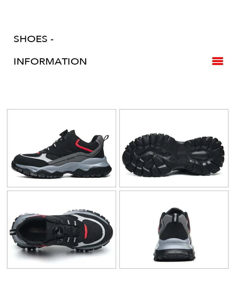 Light Breathable Sneaker Safety Shoes With Steel Toe Cap Anti-Piercing, Shock Absorbing Anti-Smash Design, Work Shoes for Men