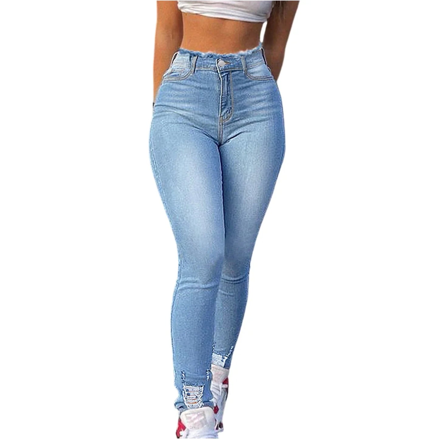 High Waist Slim Fit Skinny Jeans High Street Elastic Pencil Pants