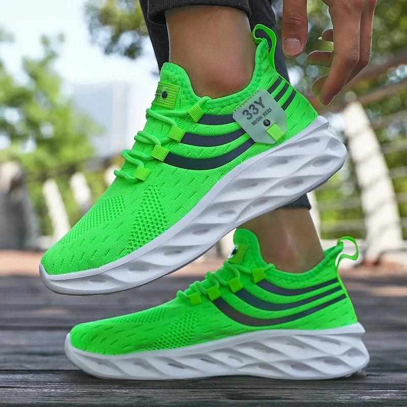 Men's Summer Breathable Mesh Shoes Lightweight Non Slip Knit Running Sneakers Trendy Aesthetic Focused Jogging Basketball Shoes