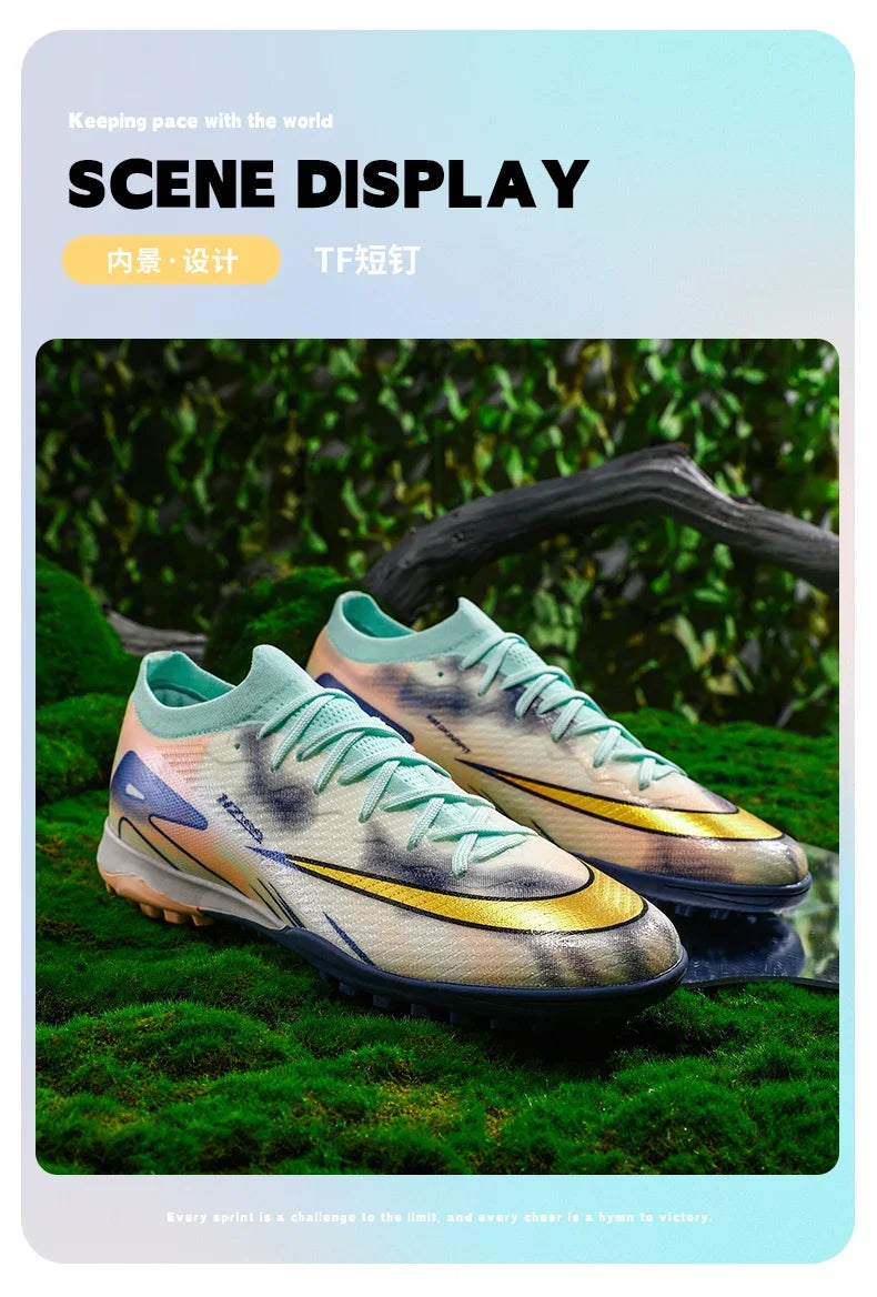 New Men Football Boots Ultralight Soccer Shoes Cleats Long Spikes Match Breathable Indoor Sneakers Training Drop Shipping