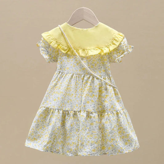 Vestido Infantil de Verão da Moda, Saia Floral para Meninas, Novo Vestido de Verão, Lindo Vestido de Princesa para Meninas Pequenas