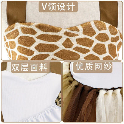Novo Conjunto de Saia de Tule Roupa Infantil Cos Animal Alce Roupa de Halloween Vestido de Gatinho de Malha para Meninas Vestido para Apresentação Escolar