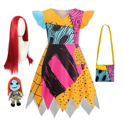 2026 Meninas Horro Antes do Natal Sally Vestido de Cosplay de Halloween Festa Fantasia Infantil Meninos Jack Roupas Góticas