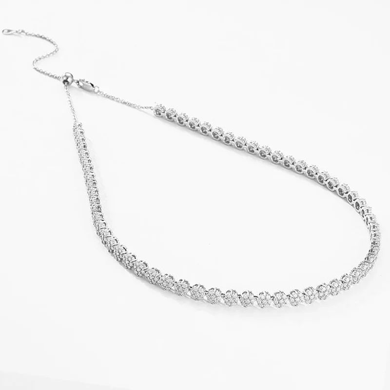 Flower Full 1.5mm D Color Moissanite Diamond Tennis Bracelet for Women 925 Silver GRA Certified Bridal Wedding Bangle Gift