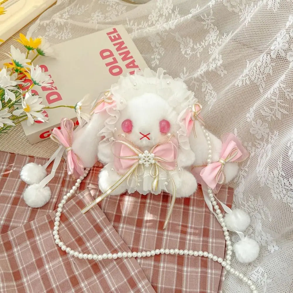 Korean Kawaii Cat Lolita Bag Cute PU Shoulder Bag Girls Transparent Pocket Harajuku Crossbody Bag Women's Fashion Backpacks
