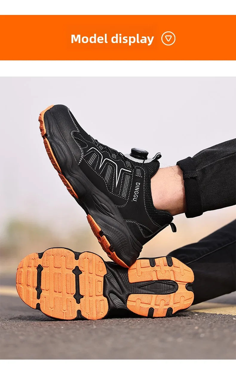 Men's Lightweight Steel Toe Caps Safety Shoes Anti Smashing Anti Piercing Work Shoes Fly Woven Labor Protection Footwear