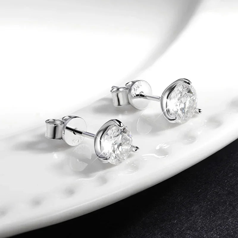 2 in 1 Full D Color Moissanite Stud Earrings for Women S925 Silver 4.6cttw All Diamond Earring Pierced Ear Fine Jewelry