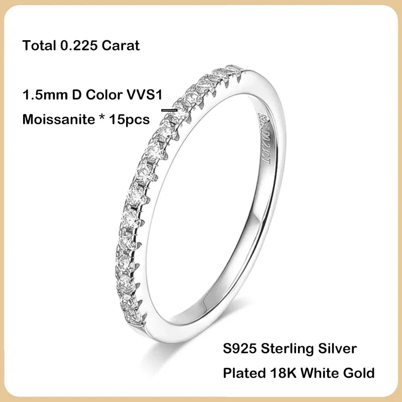 Luxury 2.2cttw 3mm Moissanite Full Enternity Diamond Engagement Ring For Women S925 Silver Wedding Band Rings Fine Jewelry