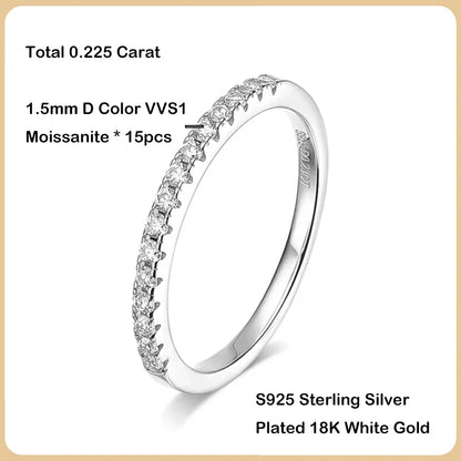 Luxury 2.2cttw 3mm Moissanite Full Enternity Diamond Engagement Ring For Women S925 Silver Wedding Band Rings Fine Jewelry